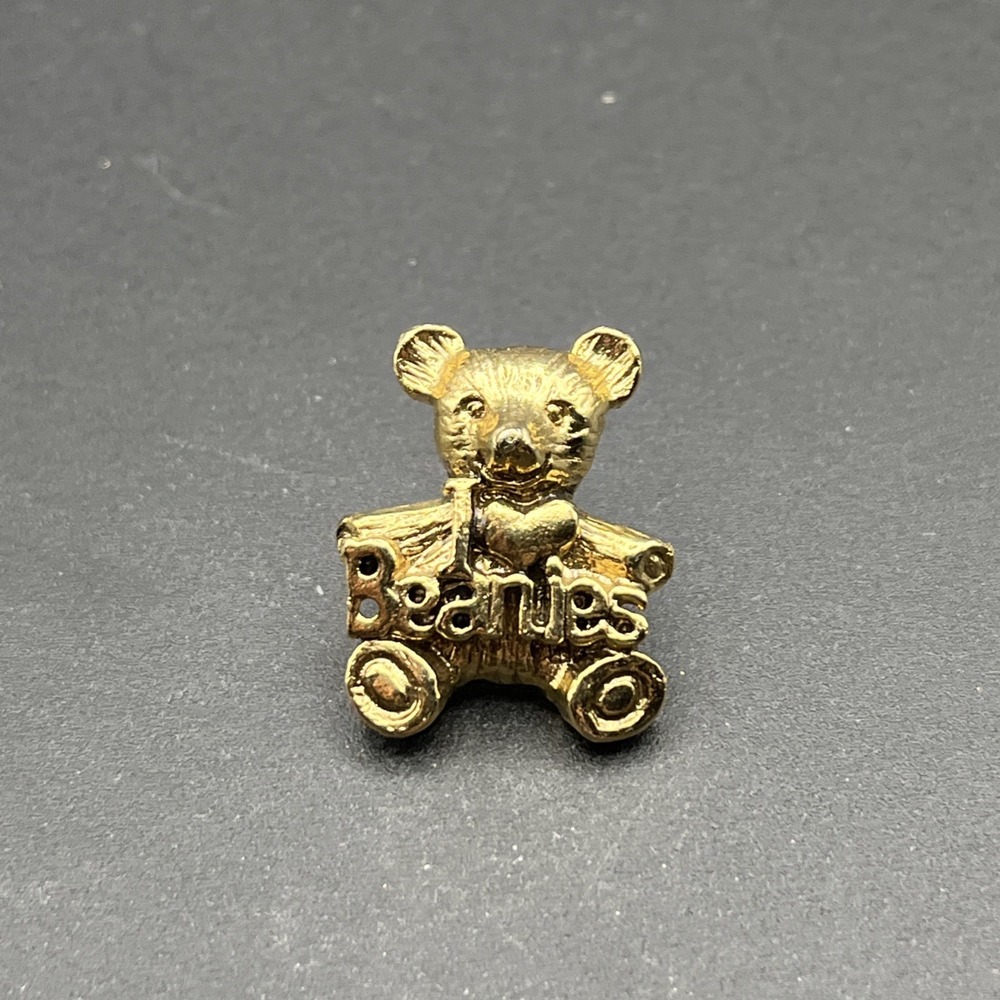 I Heart Love Beanies Teddy Bear Gold Tone Lapel Hat Pin